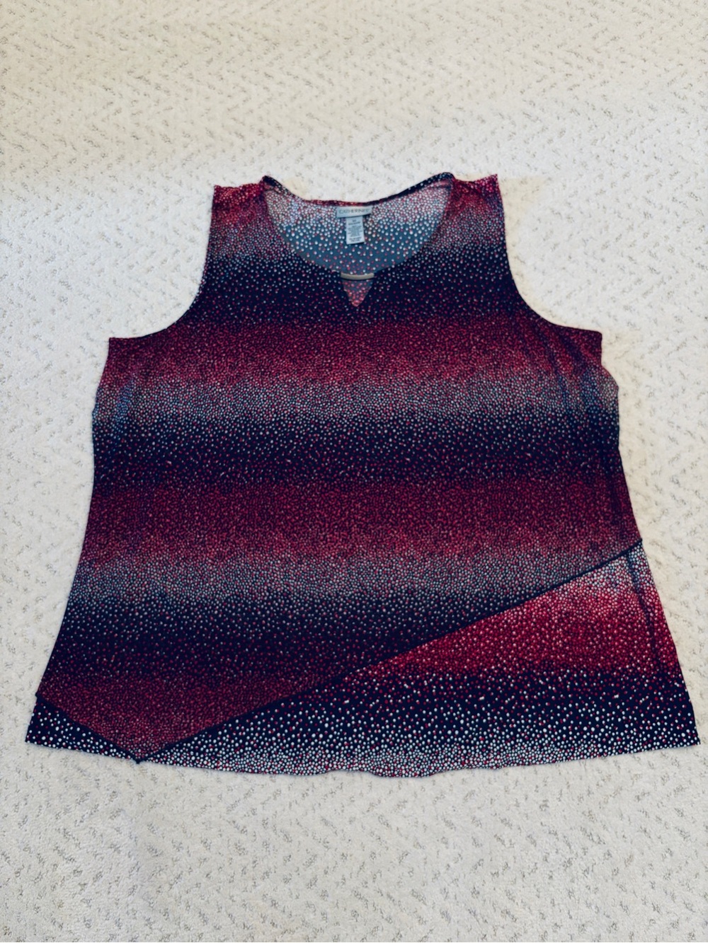 Catherines Monterey Mesh Tank Top Size 2X 22W 24W Red White Blue Dot